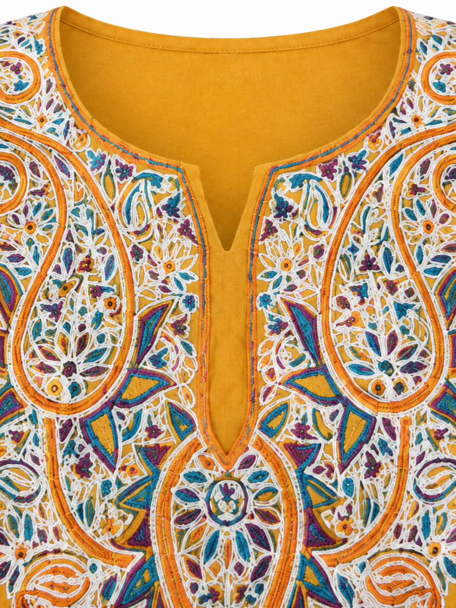 Noor : Aari embroidery summer kurti | Gold